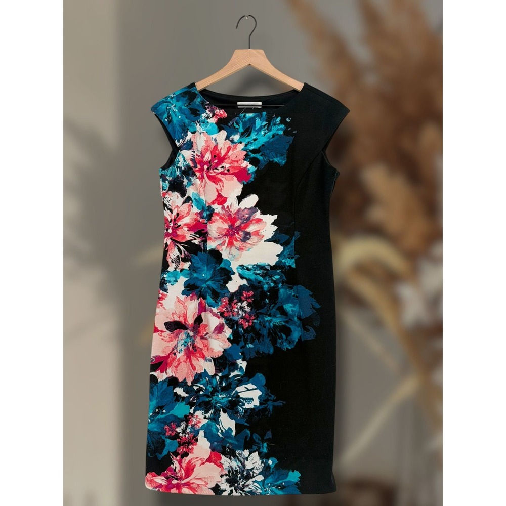 London Times Floral Print Cap Sleeve Sheath Dress Size 8